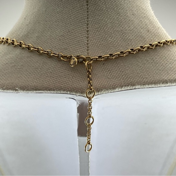 J Crew Gold Tone White AB Glass Rhinestone Statement Necklace Stunning Sparkly - Picture 6 of 8